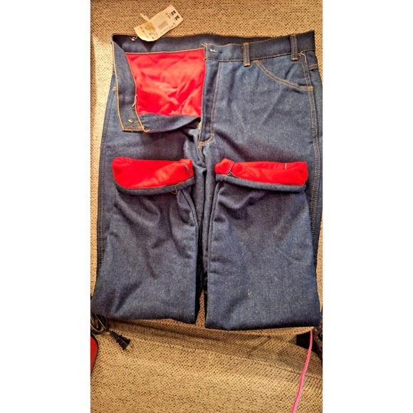 Vtg Key Jeans Red Flannel Lined Heavy Denim Thinsulate‎ Zipper Mens sz 36 x 32
